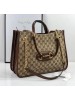 Gucci Horsebit 1955 Medium Tote Bag In Canvas with Brown Trim