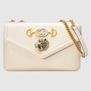 Gucci White Rajah Medium Shoulder Bag