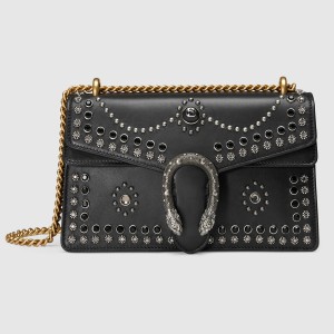 Gucci Black Dionysus Small Studded Shoulder Bag