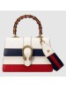 Gucci White Stripe Dionysus Small Bamboo Top Handle Bag