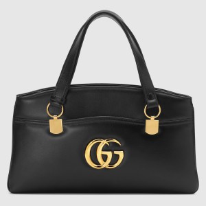 Gucci Black Arli Large Top Handle Leather Bag