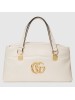 Gucci White Arli Large Top Handle Leather Bag