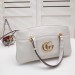 Gucci White Arli Large Top Handle Leather Bag