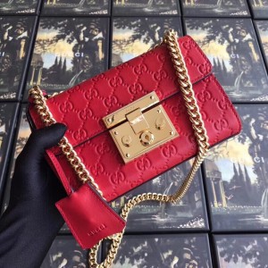 Gucci Red Padlock Small Guccissima Shoulder Bag