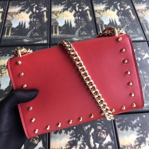 Gucci Red Padlock Small Studded Shoulder Bag