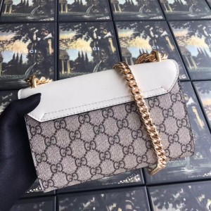 Gucci White Padlock Studded GG Supreme Shoulder Bag