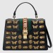 Gucci Black Sylvie Animal Medium Top Handle Bag
