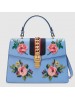 Gucci Blue Flower Sylvie Medium Top Handle Bag