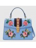 Gucci Blue Flower Sylvie Medium Top Handle Bag