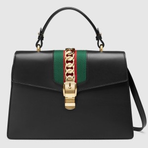 Gucci Black Sylvie Medium Top Handle Bag