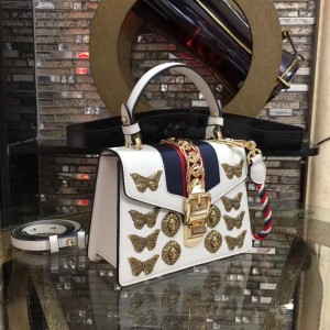 Gucci White Sylvie Animal Studs Leather Mini Bag