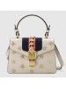 Gucci White Sylvie Bee Star Mini Leather Bag