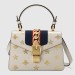 Gucci White Sylvie Bee Star Mini Leather Bag