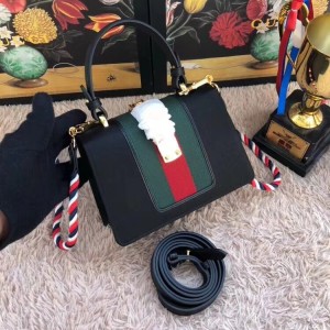 Gucci Black Satin Sylvie Crystal Mini Bag