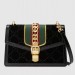 Gucci Black Sylvie GG Velvet Small Shoulder Bag