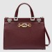 Gucci Zumi Burgundy Grainy Leather Medium Top Handle Bag