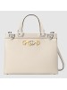 Gucci Zumi White Grainy Leather Medium Top Handle Bag