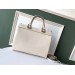 Gucci Zumi White Grainy Leather Medium Top Handle Bag