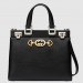 Gucci Zumi Small Top Handle Bag In Black Grainy Leather