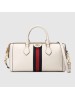 Gucci White Leather Ophidia Medium Boston Bag