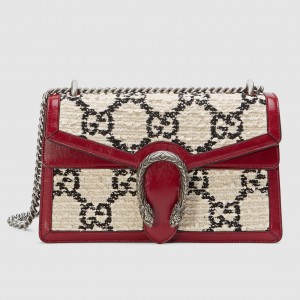 Gucci Dionysus Small Shoulder Bag In White GG Tweed