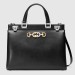 Gucci Zumi Medium Top Handle Bag In Black Calfskin