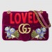 Gucci Bordeaux GG Marmont Medium Velvet Should Bag