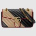 Gucci GG Marmont Small Shoulder Bag In Bicolor Diagonal Leather