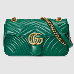 Gucci Green GG Marmont Small Matelasse Shoulder Bag