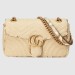 Gucci Raffia GG Marmont Small Shoulder Bag With Cream Snakeskin Trim