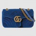 Gucci Blue GG Marmont Small Velvet Shoulder Bag