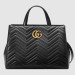 Gucci Black GG Marmont Medium Matelasse Top Handle Bag