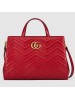 Gucci Red GG Marmont Medium Matelasse Top Handle Bag