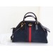 Gucci Navy Suede RE(BELLE) Medium Top Handle Bag