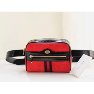 Gucci Small Ophidia Belt Bag In Red Suede Leather