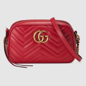 Gucci Red GG Marmont Small Camera Shoulder Bag