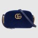 Gucci Blue GG Marmont Velvet Small Shoulder Bag