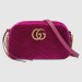 Gucci Fuchsia GG Marmont Velvet Small Shoulder Bag