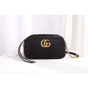 Gucci Black GG Marmont Velvet Small Shoulder Bag