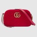 Gucci Red GG Marmont Velvet Small Shoulder Bag