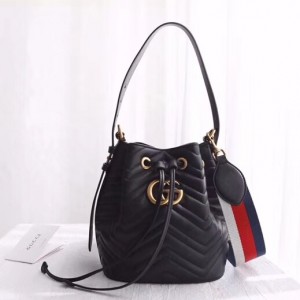 Gucci Black GG Marmont Bucket Bag