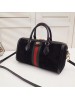 Gucci Black Suede Ophidia Medium Boston Bag