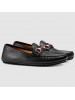 Gucci Black Leather Drive Shoes With Web