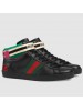 Gucci Men's Ace Gucci Stripe High-top Black Sneakers