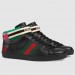 Gucci Men's Ace Gucci Stripe High-top Black Sneakers