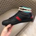 Gucci Men's Ace Gucci Stripe High-top Black Sneakers