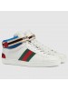 Gucci Men's Ace Gucci Stripe High-top White Sneakers