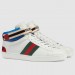 Gucci Men's Ace Gucci Stripe High-top White Sneakers