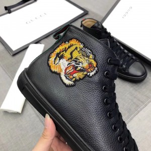 Gucci Men's Black High-top Sneaker With Tiger