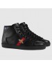 Gucci Men's Ace Embroidered Bee High-top Black Sneaker